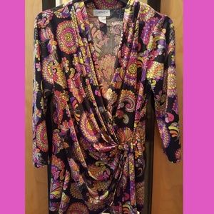 Carmen Marc Valvo faux wrap top